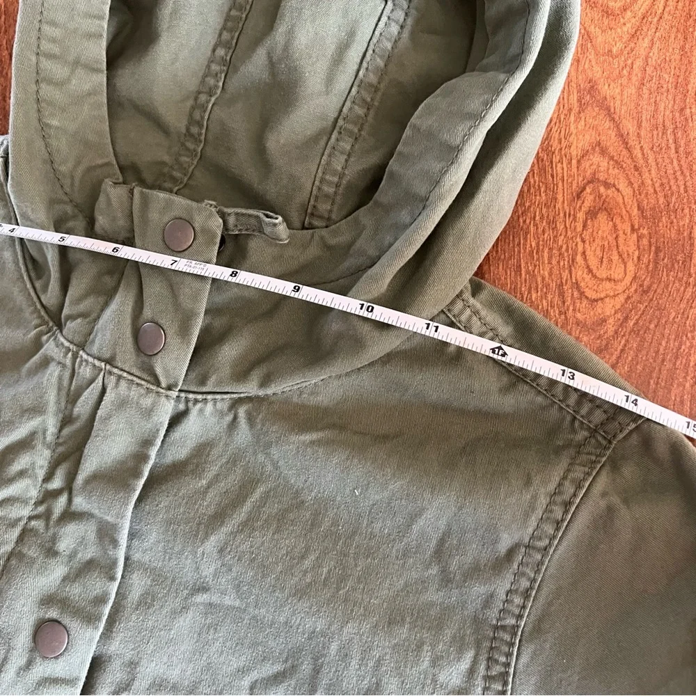 Old Navy Army Green Zipper snap Button Front Hoody Jacket kids size XL (14)